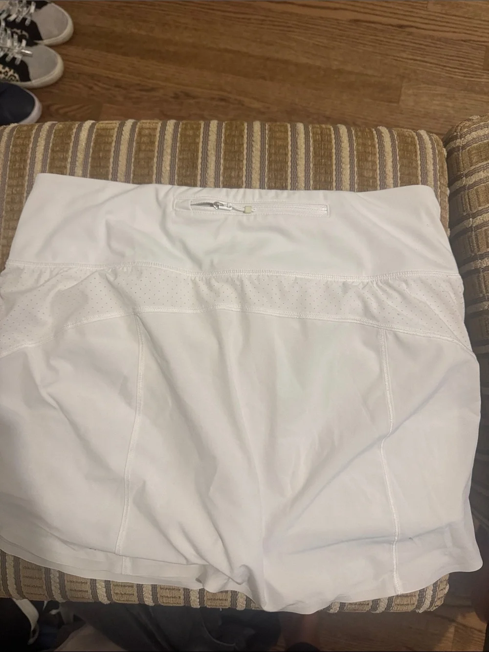 Athleta White Athletic Shorts with Rear Zip Pocket